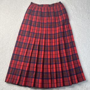 VTG Pendleton Skirt Women's 8 Red‎ Leslie Tartan 100% Virgin Wool Pleated
